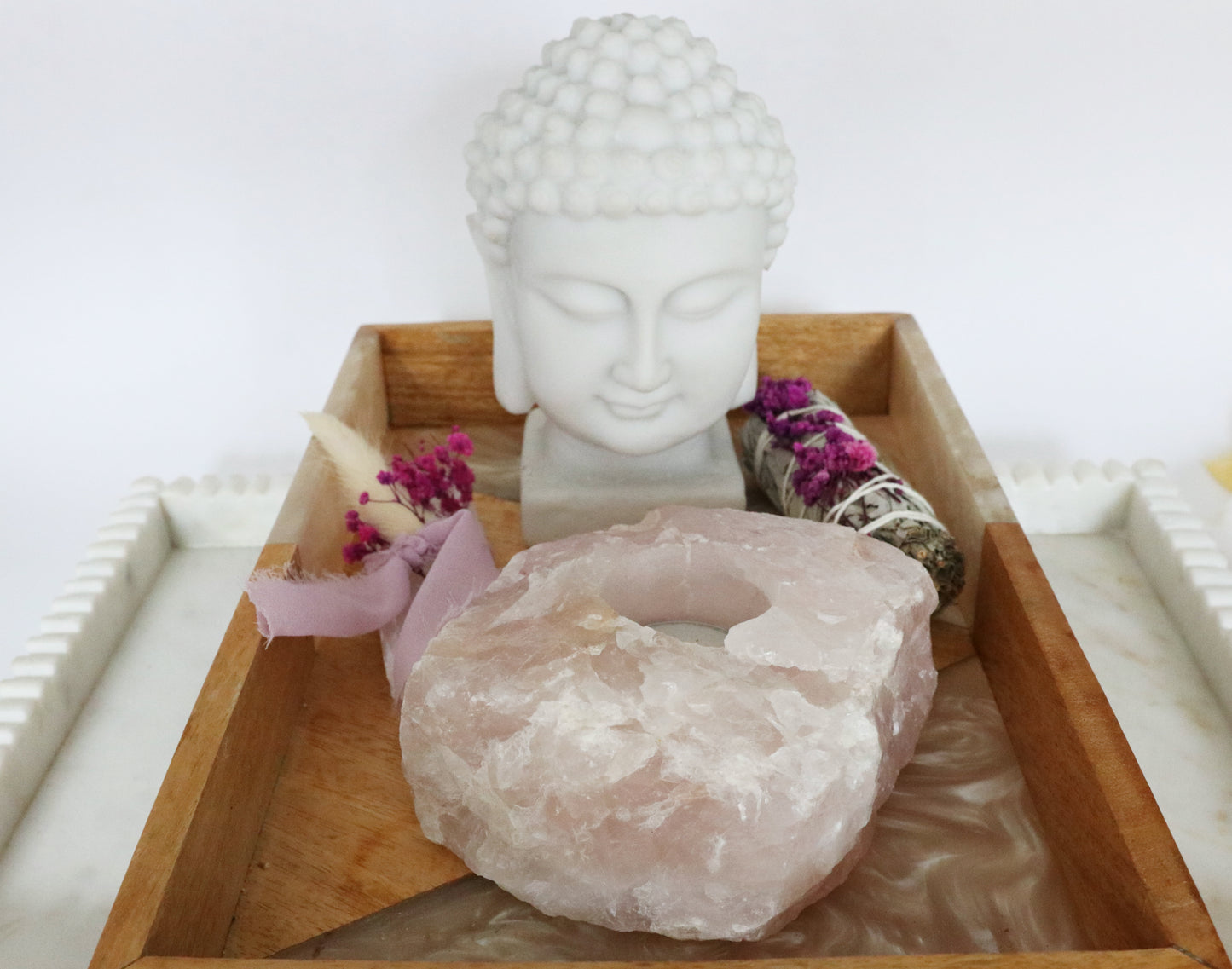 Rose Quartz Crystal Candle Holder