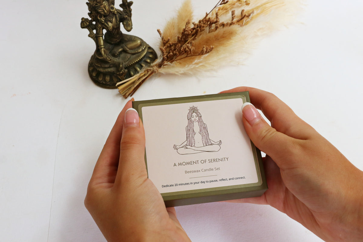 A Moment Of Serenity Beeswax Candle Set - Gold or Teal