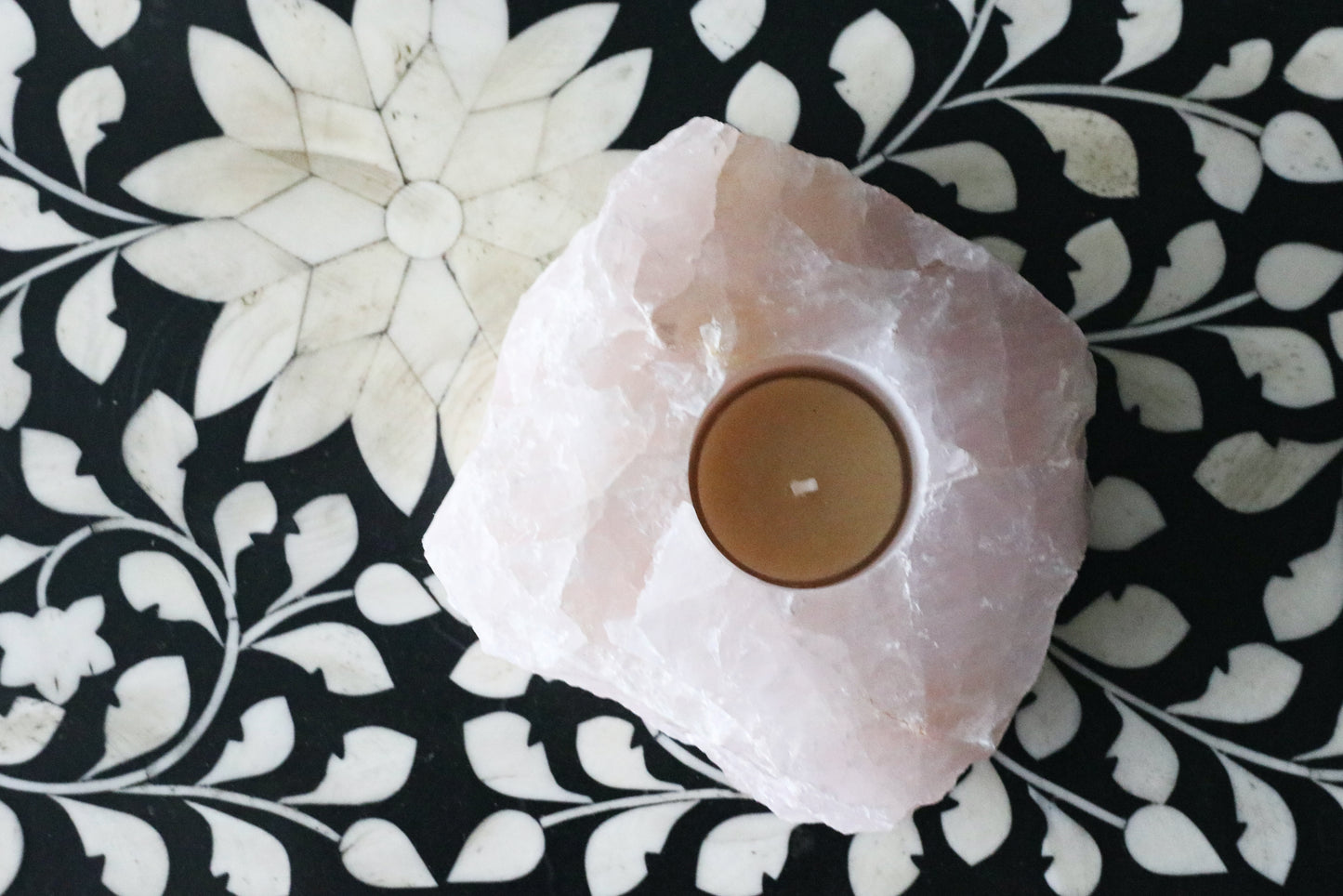 Rose Quartz Crystal Candle Holder