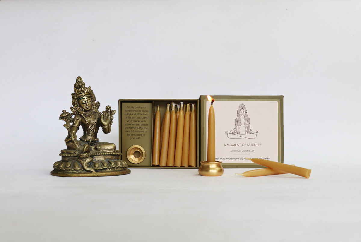 A Moment Of Serenity Beeswax Candle Set - Gold or Teal