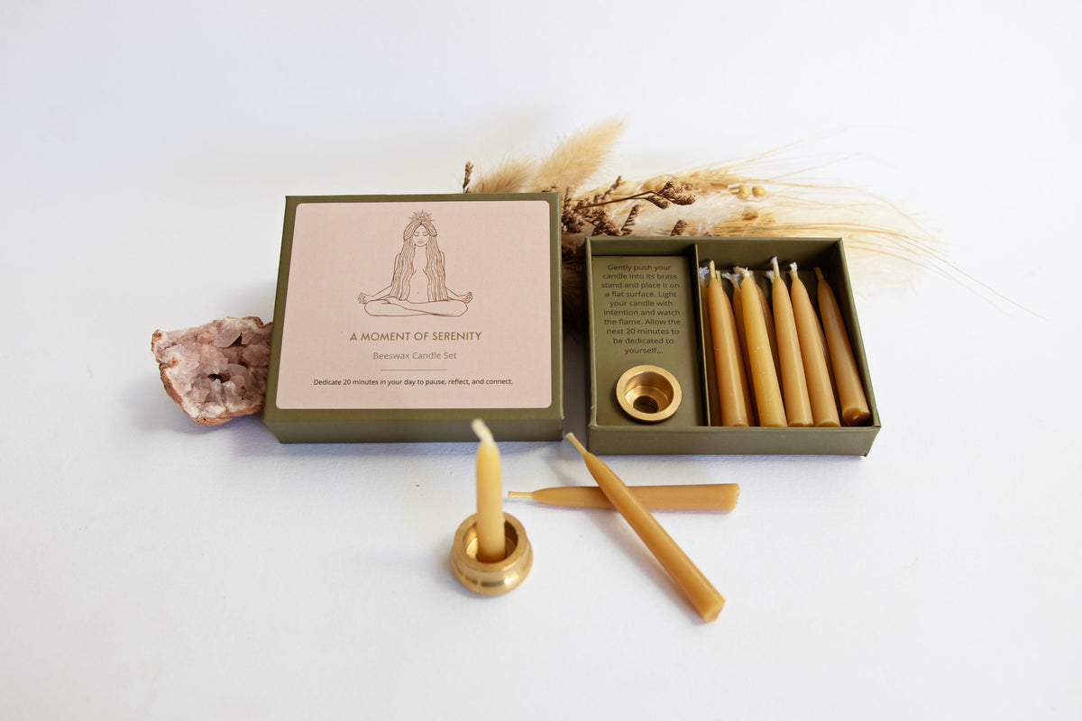 A Moment Of Serenity Beeswax Candle Set - Gold or Teal