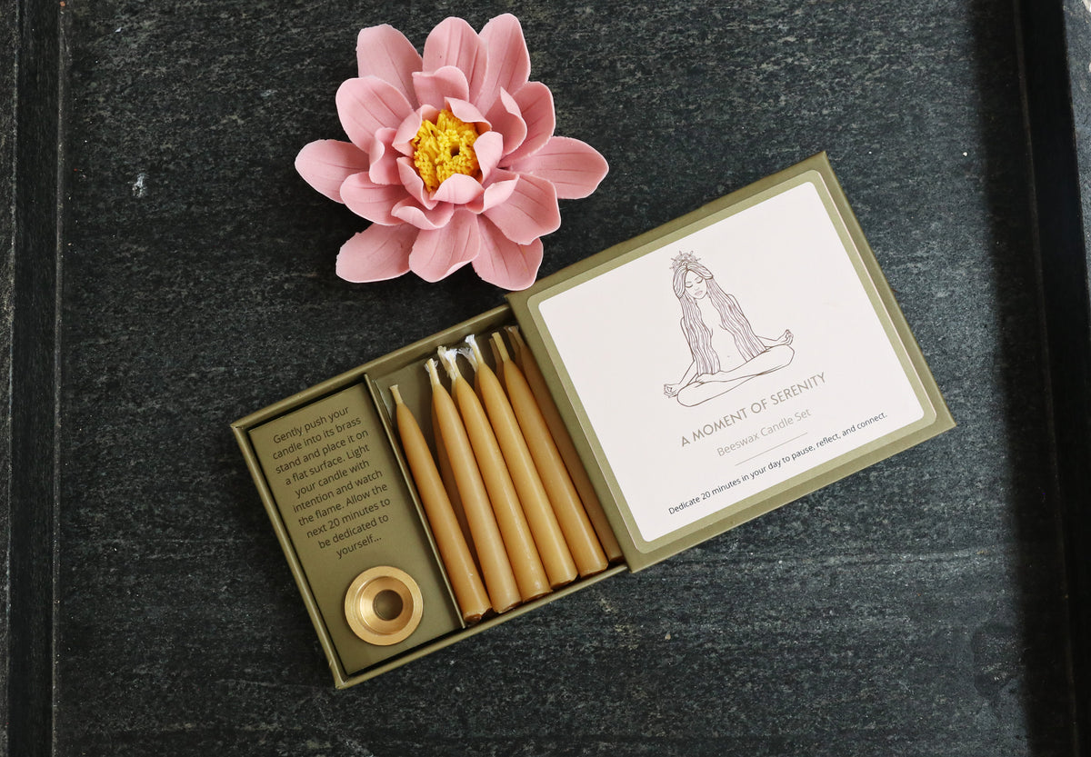 A Moment Of Serenity Beeswax Candle Set - Gold or Teal