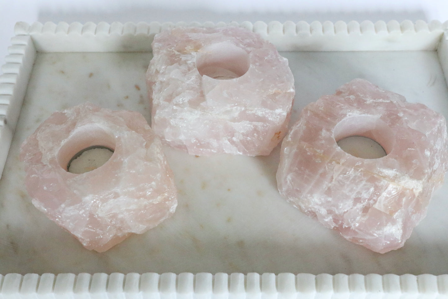 Rose Quartz Crystal Candle Holder