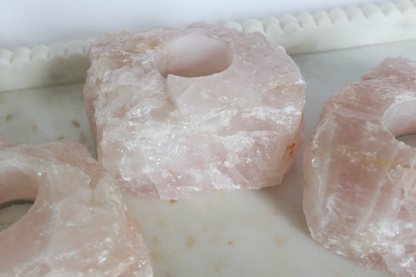 Rose Quartz Crystal Candle Holder