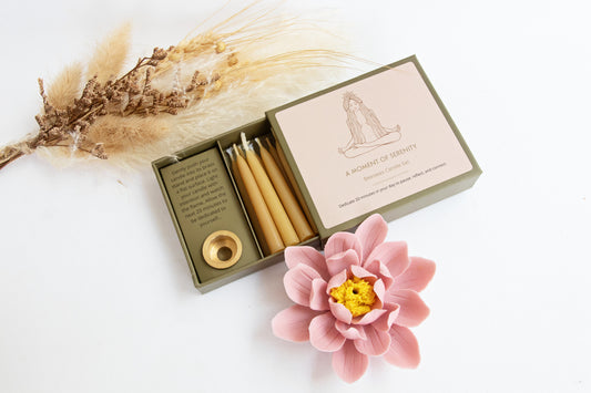A Moment Of Serenity Beeswax Candle Set - Gold