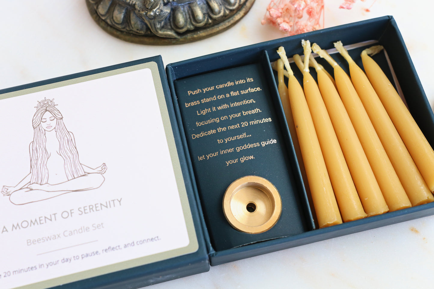 A Moment Of Serenity Beeswax Candle Set - Gold or Teal