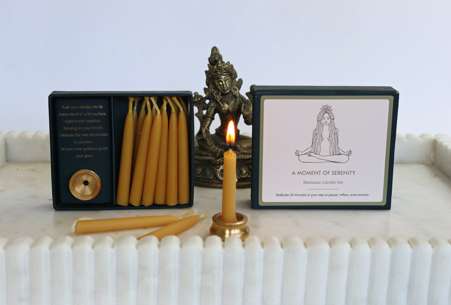 A Moment Of Serenity Beeswax Candle Set - Gold or Teal