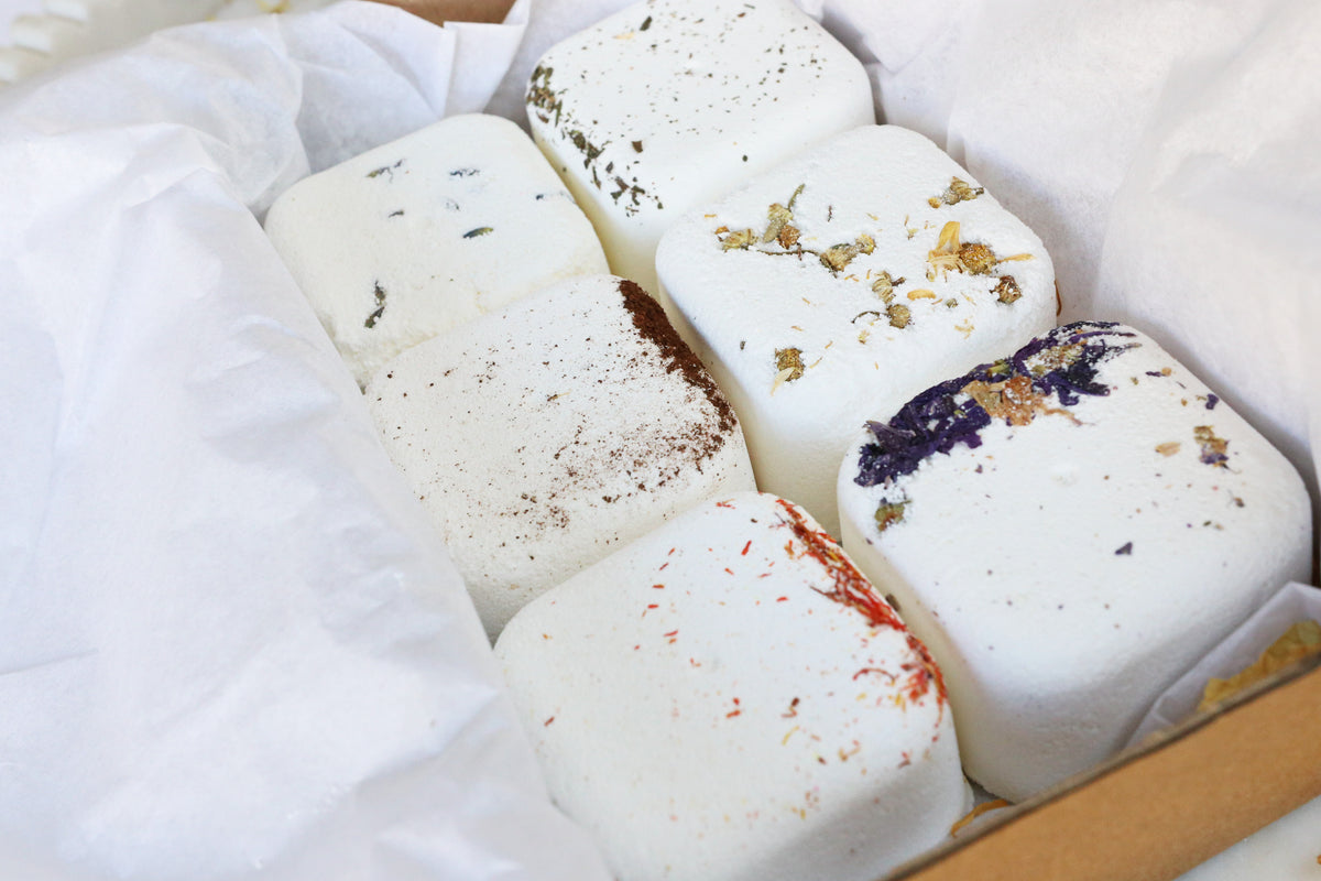 Shower Steamers Collection with Bamboo Shower Dish