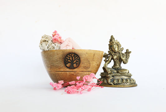 Tree of Life Wooden Smudge &amp; Offering Bowl