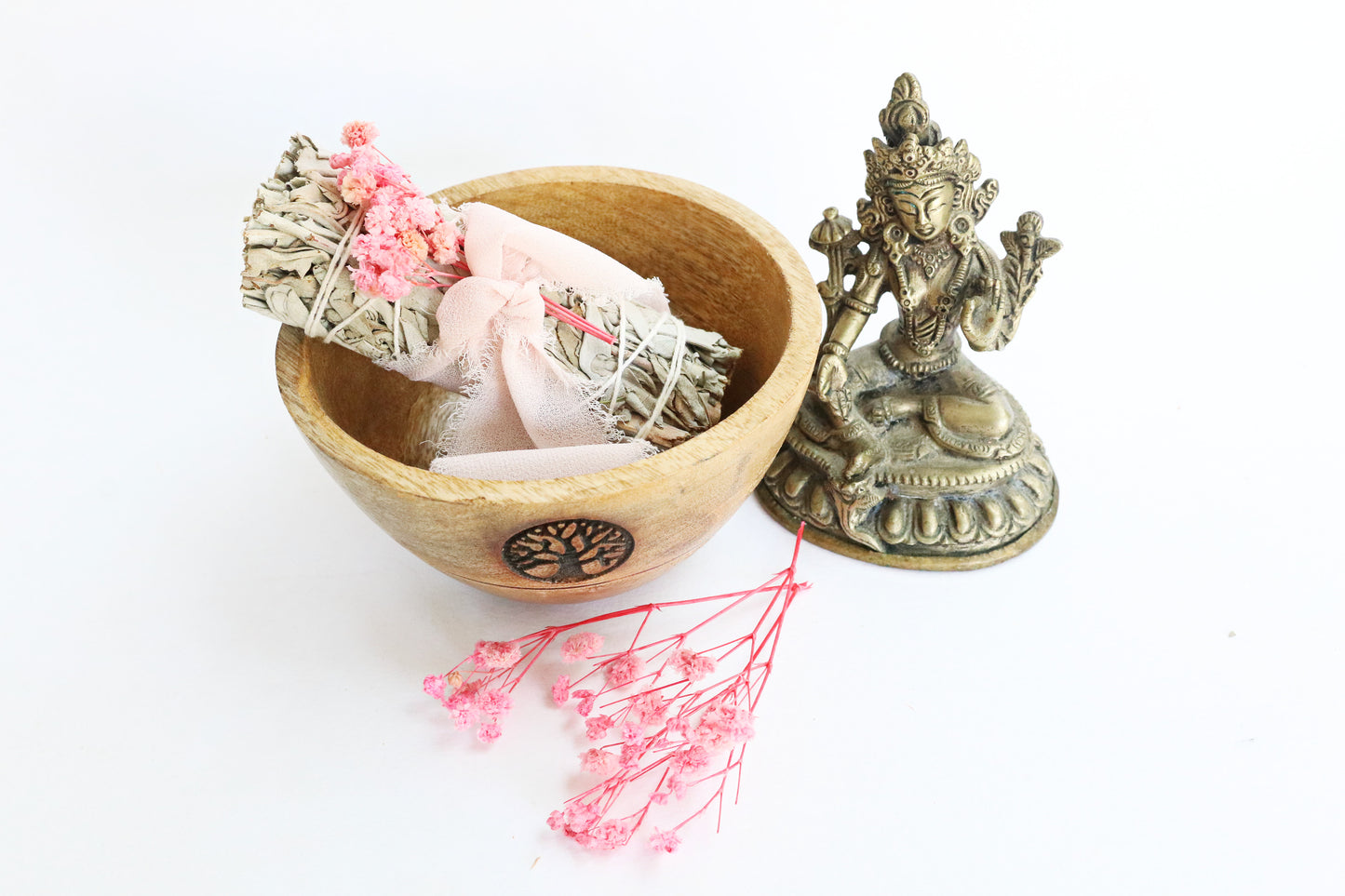 Tree of Life Wooden Smudge &amp; Offering Bowl