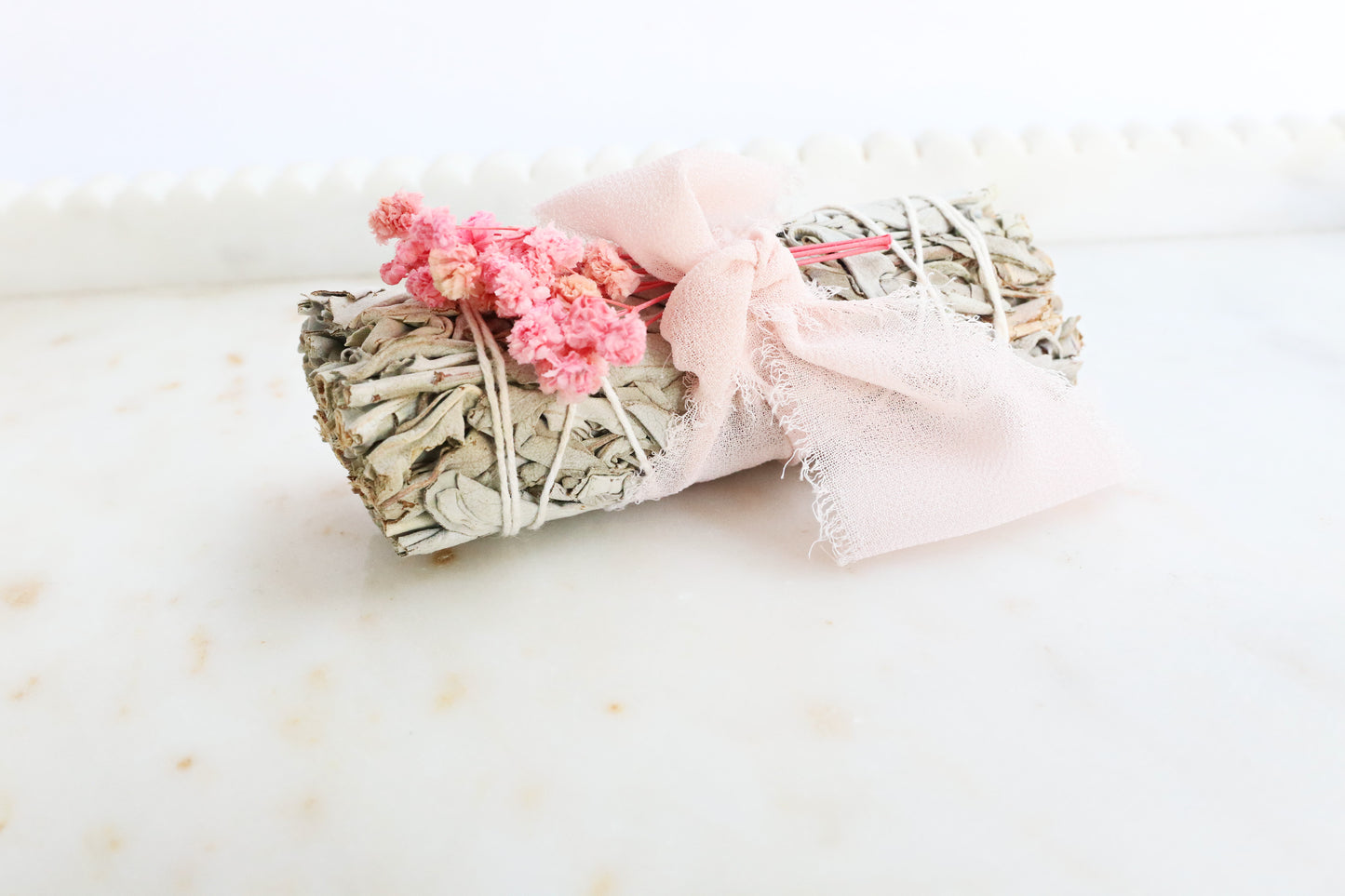 White Sage Stick With Pink Flowers