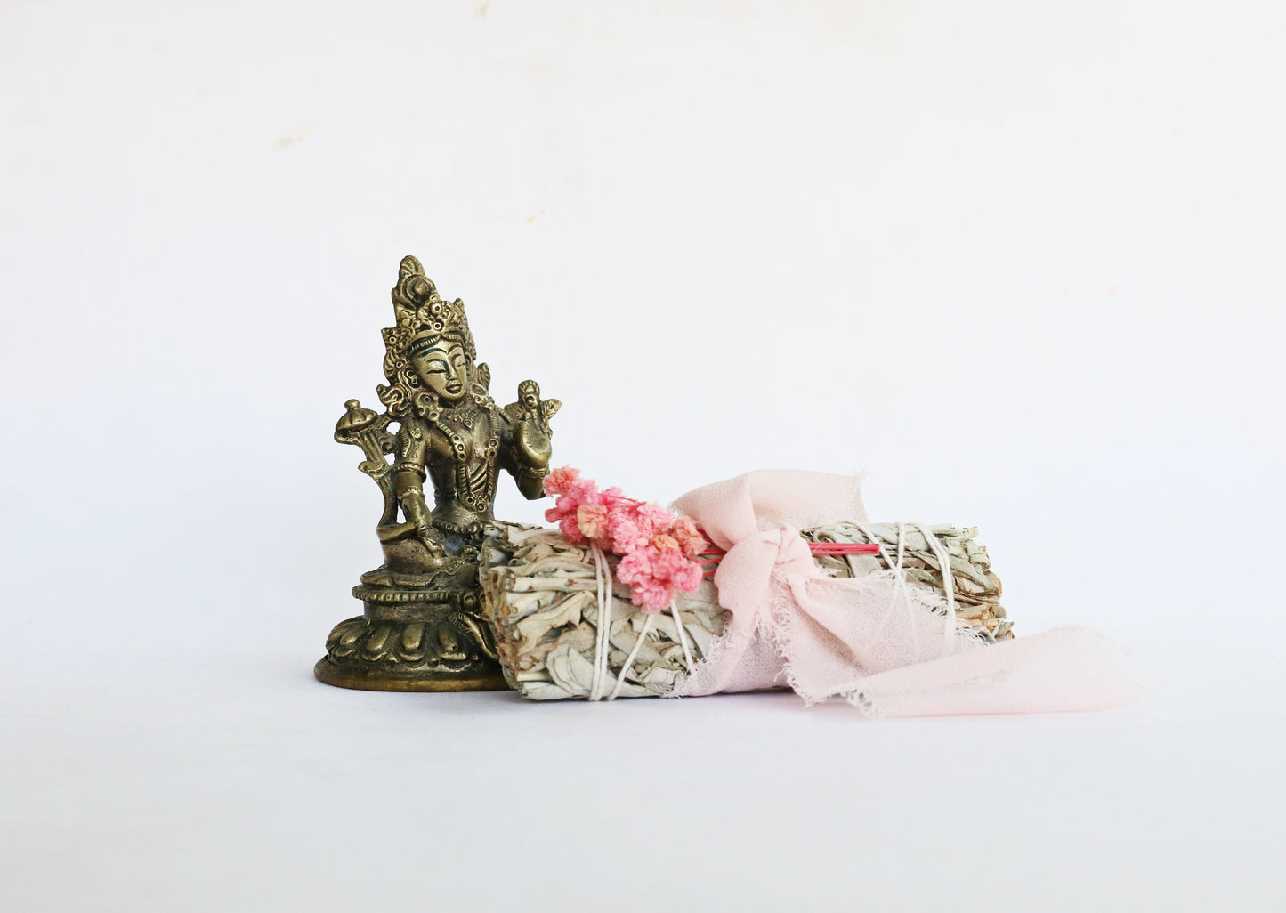 White Sage Stick With Pink Flowers